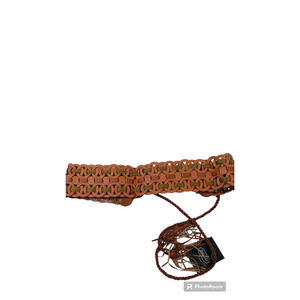 BGSD Luxury Lane Brown Woven Two Toned Leather Boho Belt